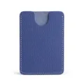 Tarjetero de piel auténtica azul, estuche suave para tarjetas de crédito con costura blanca. - Azul marino