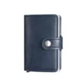 Tarjetero pop-up de cuero PU azul y aluminio con bloqueo RFID cartera antirrobo nueva - Azul marino