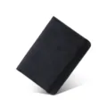 Funda de pasaporte de cuero PU negro con banda elástica, tarjetero de viaje portátil. - Negro