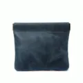 Monedero de cuero genuino azul oscuro para hombre, mini cartera vintage con resorte a presión. - Azul marino