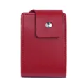 Rotes Leder Akkordeon Kartenetui Mini Geldbörse mit Druckknopf Kartenhalter Unisex. - Ziziphusrot