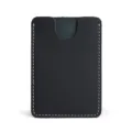 Porte-cartes minimaliste en cuir véritable noir étui mince pour carte de crédit chic - Tissage Uni-noir