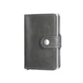 Porte-cartes minimaliste en cuir gris foncé avec protection RFID et compartiment pop-up. - Gris