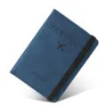 Portapasaporte de cuero PU mate azul con banda elástica, elegante organizador de viaje. - Azul marino