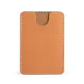 Étui à cartes en cuir, porte-cartes camel minimaliste avec coutures blanches pour un usage quotidien. - Plain-Brown