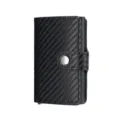 Porte-carte pop-up en fibre de carbone noire avec étui en aluminium RFID et bouton-pression. - Fibre de Carbone Noir