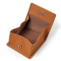 Japanese style genuine leather coin purse mini compact wallet brown cowhide pocket change pouch - Brown