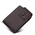 Tarjetero de cuero Saffiano marrón mini cartera acordeón estuche para tarjetas elegante - Marrón