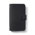 Black genuine leather money collection album and coin organizer binder with snap button. - Black