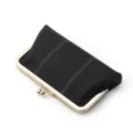 Monedero largo de mujer de cuero genuino negro bolso de mano con cierre metálico elegante - Negro