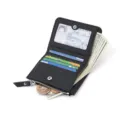 Monedero cartera de mujer de cuero genuino con cremallera tarjetero compacto negro - Negro