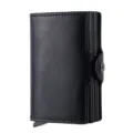 Cartera tarjetero automática de cuero PU negro para hombres con estuche de aluminio. - Negro