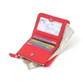 Cartera monedero de cuero genuino rojo para mujer con bloqueo RFID y múltiples tarjeteros - Rojo China