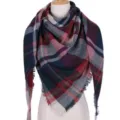 Damen Winter kariert Dreieck Schal kuschelig weich Cashmere Gefühl Fransen Tuch Accessoire - Regenbogen