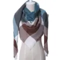 Farbblock Dreieck Schal Kaschmir Gefühl Schultertuch Winter Warmer Karo Schal Damen - Grün & Rot