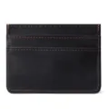 Portacarte minimalista in pelle nera con cuciture a contrasto, sottile portafoglio uomo. - Nero