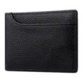 Tarjetero de cuero genuino billetera delgada minimalista patrón lichi negro estuche de conducir - Negro