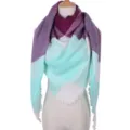 Damen Winter Dreieck Schal Kaschmir Gefühl Tuch Mode Farbblock Strick Design warmer Umhang - Lila