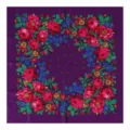 Russian ethnic floral cotton square scarf 70x70cm women traditional retro head wrap - Deep purple