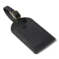 Etiqueta de equipaje de cuero genuino retro con hebilla de bronce, identificador negro para maletas - Negro