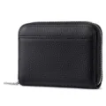 Compacto mini monedero de piel auténtica negra con cremallera tarjetero variante - Negro