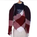 Damen Winter warm kariert Dreieck Schal mit Fransen Kaschmir Gefühl Mode Umhang Cape - Marineblau