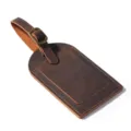 Etiqueta de equipaje de cuero vintage marrón, accesorio de viaje elegante para maleta. - Café