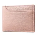 Tarjetero minimalista de piel rosa, elegante funda ultrafina de cuero para tarjetas. - Rosa
