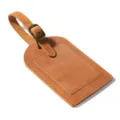 Etiqueta de equipaje de cuero de caballo loco vintage con correa ajustable, etiqueta de maleta marrón. - Marrón