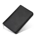 Cartera Larga de Cuero Genuino RFID Tarjetero Pasaporte Organizador Color Negro Moda - Negro