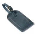 Etiqueta de equipaje de cuero vintage con hebilla de metal para maletas de viaje. - Azul marino