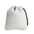 Bolsa de cordón de cuero genuino blanco, monedero mini, bolsa de almacenamiento de joyas maquillaje. - L / Blanco lechoso