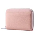 Monedero con cremallera de cuero rosa mini tarjetero cartera de mujer accesorio compacto - Rosa