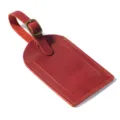 Vintage crazy horse leather luggage tag with adjustable strap and metal buckle for travel bags. - Burgundy
