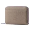 Compact genuine leather zipper wallet for women, minimalist coin purse and card holder. - Gray