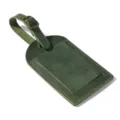 Vintage green leather luggage tag with metal buckle, durable travel suitcase accessory. - Dark Green