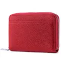 Red genuine leather zipper coin purse, mini minimalist card holder wallet for women variant. - Red