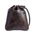 Vintage Leder Kordelzug Tasche, Retro Rindsleder Münzbeutel und Schmuck Aufbewahrung. - Dunkelbraun