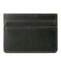 Portacarte in pelle scura minimalista, variante ultrasottile di portafoglio vintage. - Verde Scuro
