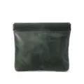 Dark green leather mini coin pouch, vintage shrapnel purse and compact metal frame card holder. - Dark Green
