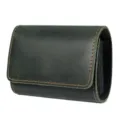 Vintage leather card holder for men, multi-slot accordion wallet with stylish contrast stitching. - Dark Green