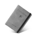 Cartera de pasaporte de cuero PU gris con banda elastica soporte de documentos de viaje. - Gris