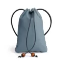 Bolso saco con cordón de cuero genuino gris-azul mini bandolera mujer para teléfono - Azul Denim