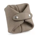 Monedero minimalista de cuero genuino bolsa de almacenamiento de auriculares gris mini - Gris