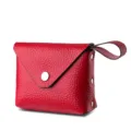 Mini monedero de cuero rojo para mujer con cierre de broche a presión y correa de muñeca variante. - Rojo