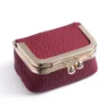 Mini monedero de cuero burdeos pequeño bolso de almacenamiento de joyas para mujeres - Burdeos