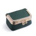 Mini porte-monnaie en cuir vert foncé fermeture rétro mignon sac de rangement de bijoux portable - Vert Foncé