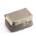 Petit porte-monnaie en cuir pour femme, mini portefeuille à fermoir et étui à bijoux. - Gris éléphant