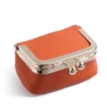 Mini porte-monnaie en cuir avec fermoir à déclic orange mignon sac de rangement bijoux - Orange