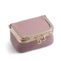 Mini porte-monnaie en cuir rose, pochette à bijoux vintage avec fermoir métallique. - Rose